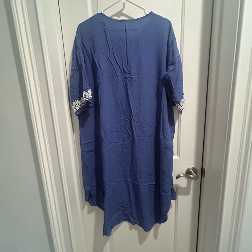 Blue Soutache Embroidered Women’s Caftan/ Tunic Dress One Size - Picture 3 of 4